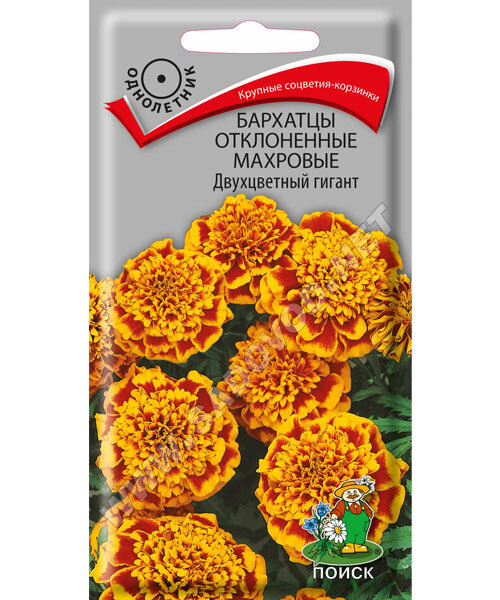 Бархатцы отклоненные махровые Двухцветный Гигант семена